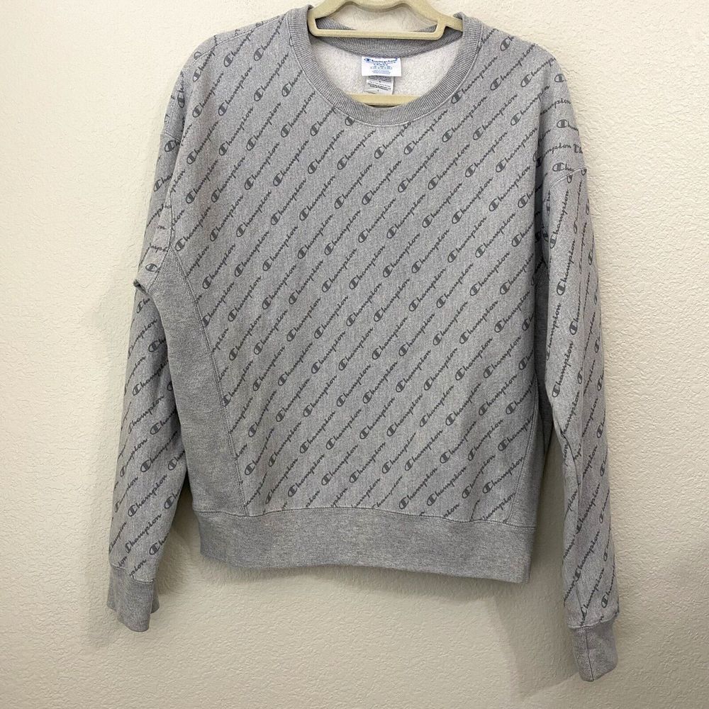 Champion Reverse Weave Sweatshirt Mens Large Gray Spellout WL750P